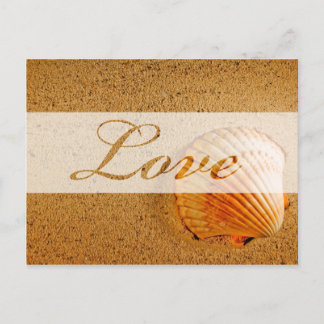Cartão Postal De Anúncio Tema de Casamento de Praia do Amor Salvar Data