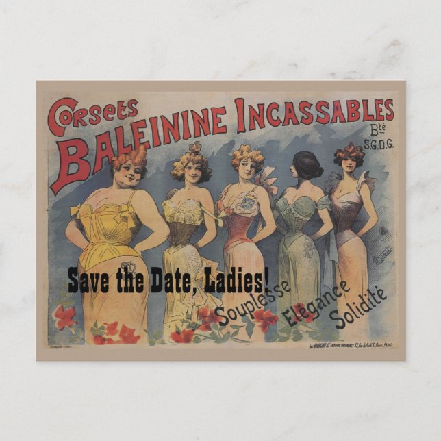 Cartão Postal De Anúncio Tema do Chá de panela francês Salvar a data (Frente)