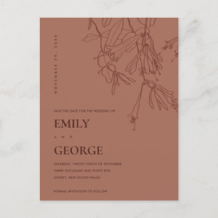 CARTÃO POSTAL DE ANÚNCIO TERRACOTA LINHA VERMELHA DESENHANDO FLORAL SALVE A