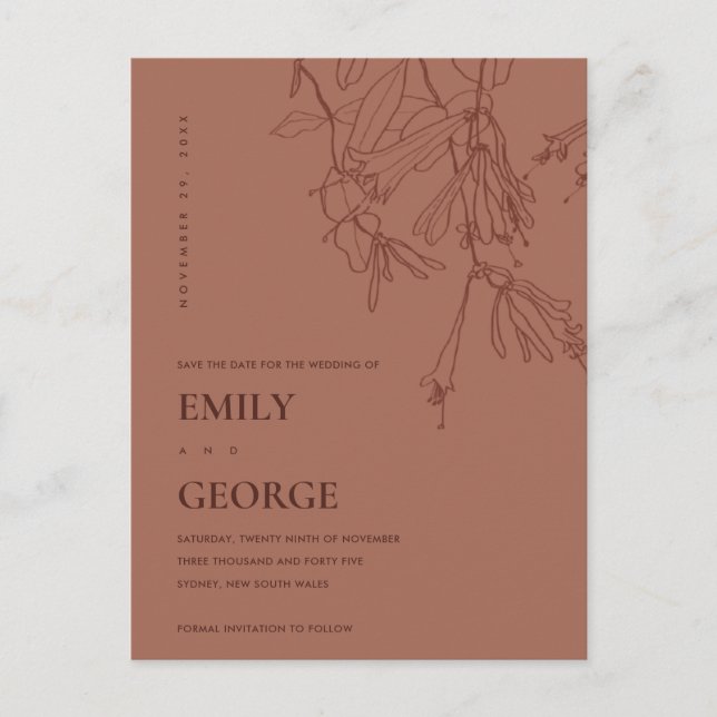 CARTÃO POSTAL DE ANÚNCIO TERRACOTA LINHA VERMELHA DESENHANDO FLORAL SALVE A (Frente)