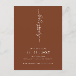 Cartão Postal De Anúncio Terracota Simples Minimalista para Salvar a Data