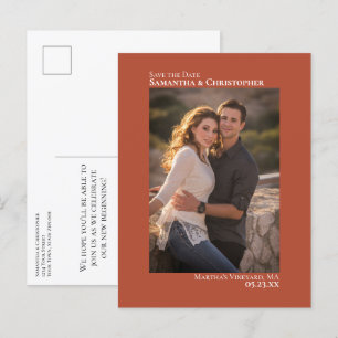Cartão Postal De Anúncio Terracotta Minimalista Foto De Casamento Salvar A