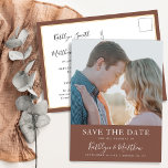 Cartão Postal De Anúncio Terracotta Modern Typografia Simples Casamento Fot<br><div class="desc">Terracotta Modern Typografia Foto Minimalista Casamento Salva O Cartão-Postal De Anúncio De Data. Avise sua família, amigos e colegas que você marcou uma data para sua celebração de casamento com este casamento elegante, na moda e moderno, salve o cartão de convite. Todos os textos estão pré-organizados para que você personalize...</div>