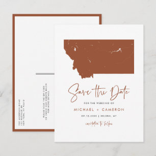 Cartão Postal De Anúncio Terracotta Montana State Map Código QR Salvar Data