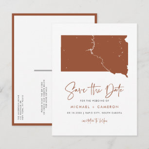 Cartão Postal De Anúncio Terracotta South Dakota Mapear Código QR Salvar Da