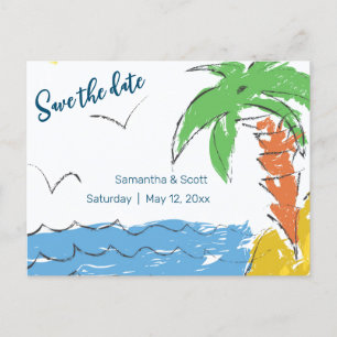 Cartão Postal De Anúncio Tesouro personalizado praia com palmeira
