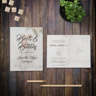 Cartão Postal De Anúncio Texas Bride no Chá de panela Boots