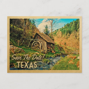 Cartão Postal De Anúncio Texas Salve A Data Da Floresta De Cabine Rústica