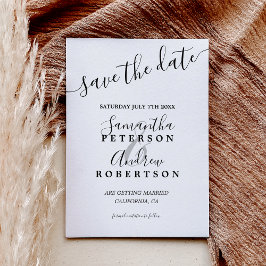 Cartão Postal De Anúncio Típica casual branca preta moderna salva a data