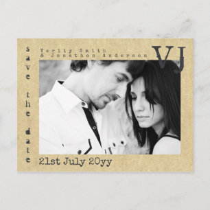 Cartão Postal De Anúncio Tipo de Letra de Máquina de Escrita Salvar a Data 