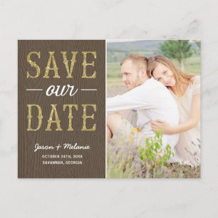 Cartão Postal De Anúncio Tipografia Chic Country Foto Salvar Data