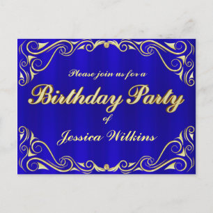 Cartão Postal De Anúncio Tipografia dourada régia elegante da festa de