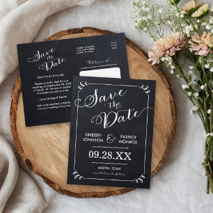 Cartão Postal De Anúncio Tipografia Moderna de Lousa Salve a Data