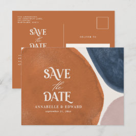 Cartão Postal De Anúncio Tipografia moderna do marinho Terracotta