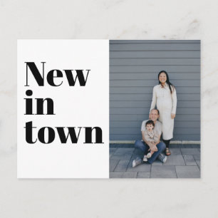 Cartão Postal De Anúncio Tipografia Moderna Foto Preta Nova Mudança de Casa