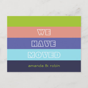 Cartão Postal De Anúncio Tiras Vibrantes Modernas Que Movimentamos