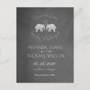 Cartão Postal De Anúncio TONELADAS DE AMOR   Elefante Quadro-Negro Salve a 