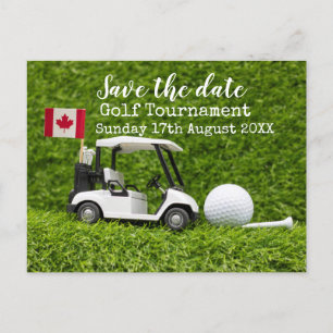Cartão Postal De Anúncio Torneio de golfe Salve a data Bandeira do Canadá