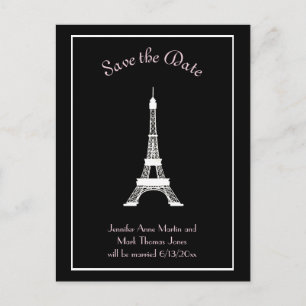 Cartão Postal De Anúncio Torre Eiffel francesa, cor-de-rosa-branca preta, s