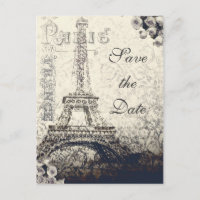 Torre Eiffel Vintage Paris & Rosas Salvar Data