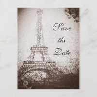 Torre Eiffel Vintage Paris & Rosas Salvar Data