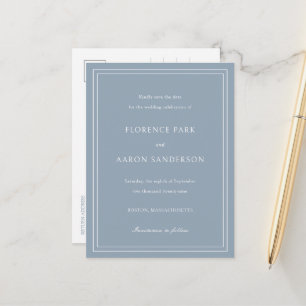 Cartão Postal De Anúncio Tradicional Foto de Casamento Poeirento Azul Salve