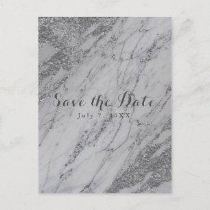 Cartão Postal De Anúncio Trendy Modern Marble Silver Glam Data