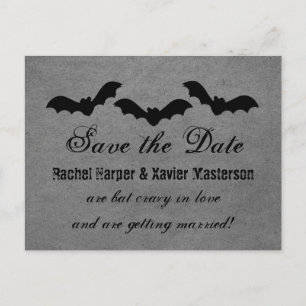 Cartão Postal De Anúncio Trio de Bats Halloween Salve o Cartão-Postal