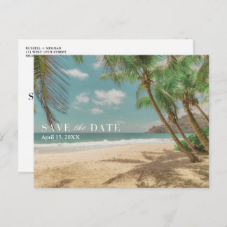 Cartão Postal De Anúncio Tropical Destination Beach Wedding Save the Date