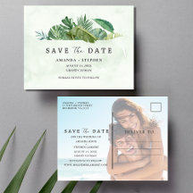 Tropical Leaf Beach Wedding Save the Date