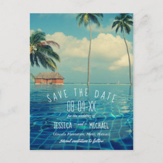 Cartão Postal De Anúncio Tropical Palm Tree Havaí Ilha Salve as Datas