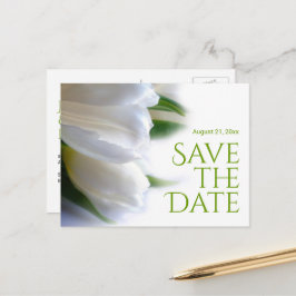 Cartão Postal De Anúncio Tulipas Elegantes Brancas Save the Date