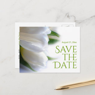 Cartão Postal De Anúncio Tulipas Elegantes Brancas Save the Date