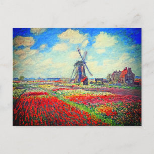 Cartão Postal De Anúncio Tulipas Moinho de Vento de Monet