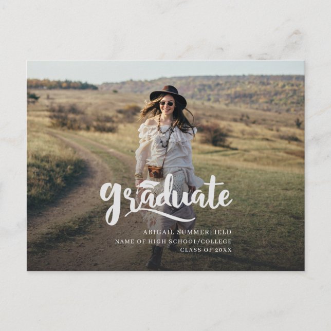 Cartão Postal De Anúncio Turma de Graduação de 2022 Script com Foto (Frente)