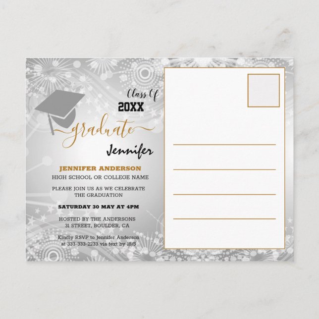 Cartão Postal De Anúncio Turma Elegante de 20XX, Foto, Formatura An (Verso)