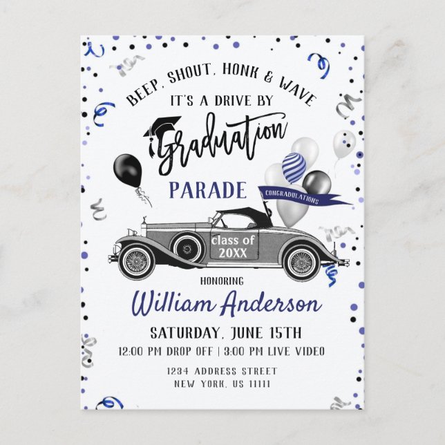 Cartão Postal De Anúncio Turma Engraçada de 2024 Festa de Formatura DRIVE B (Frente)