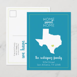 Cartão Postal De Anúncio Turquoise Home Sweet Home - Texas Moving