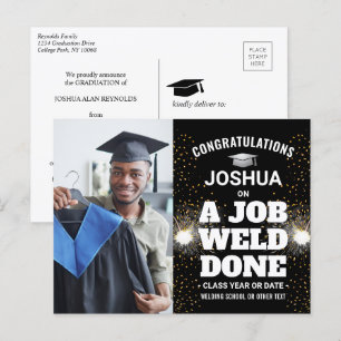 Cartão Postal De Anúncio Um Trabalho Soldado a Torch & Sparks Graduação de