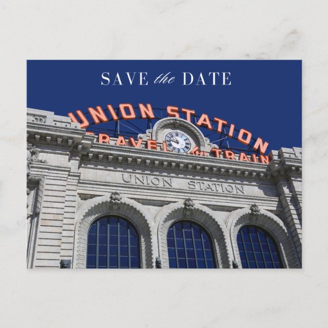 Cartão Postal De Anúncio Union Station Chicago Wedding Save the Date (Frente)