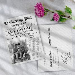 Cartão Postal De Anúncio Unique Newspaper wedding Announcement Postcard