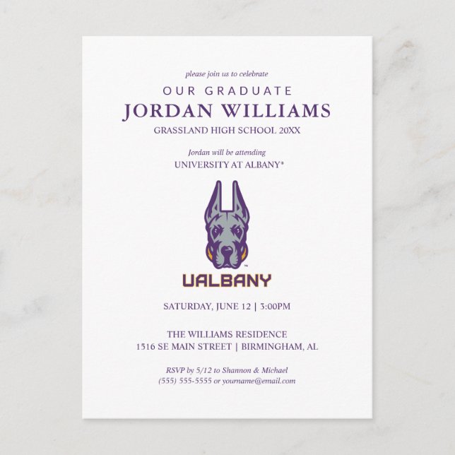 Cartão Postal De Anúncio Universidade de Albany Great Danes (Frente)