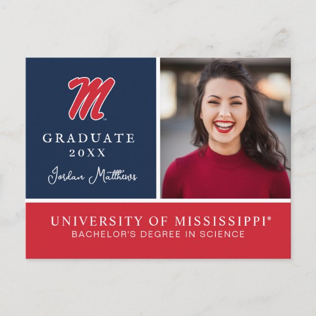Cartão Postal De Anúncio Universidade de Mississippi | Script M (Frente)