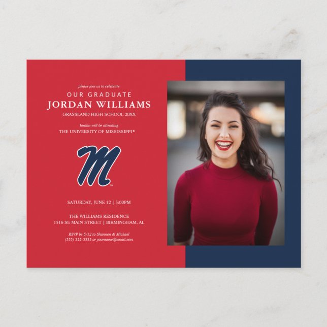 Cartão Postal De Anúncio Universidade do Mississippi | Script M (Frente)