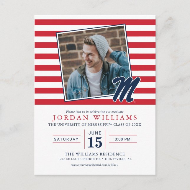 Cartão Postal De Anúncio Universidade do Mississippi | Script M (Frente)