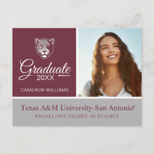 Cartão Postal De Anúncio Universidade do Texas A&M - San Antonio   Jaguares