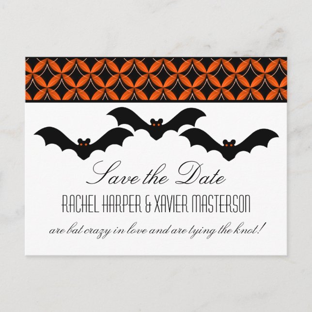 Cartão Postal De Anúncio Uptown Glam Bats Halloween Salve o Cartão-Postal d (Frente)