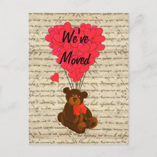 Cartão Postal De Anúncio Urso de pelúcia engraçado mudança de endereço
