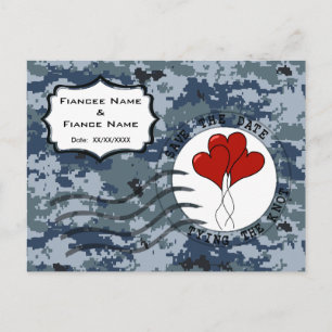 Cartão Postal De Anúncio USN Marinha Salve a Data & Balões