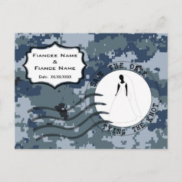 Cartão Postal De Anúncio USN Marinha Salve a Data & Noiva